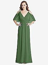 Alt View 1 Thumbnail - Vineyard Green Convertible Cold-Shoulder Draped Wrap Maxi Dress