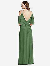 Rear View Thumbnail - Vineyard Green Convertible Cold-Shoulder Draped Wrap Maxi Dress