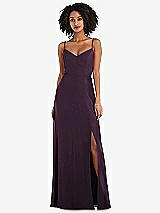 Front View Thumbnail - Aubergine Tie-Back Cutout Maxi Dress with Front Slit
