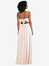 Rear View Thumbnail - Blush Tie-Back Cutout Maxi Dress with Front Slit