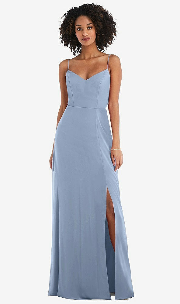 Front View - Cloudy Tie-Back Cutout Maxi Dress with Front Slit