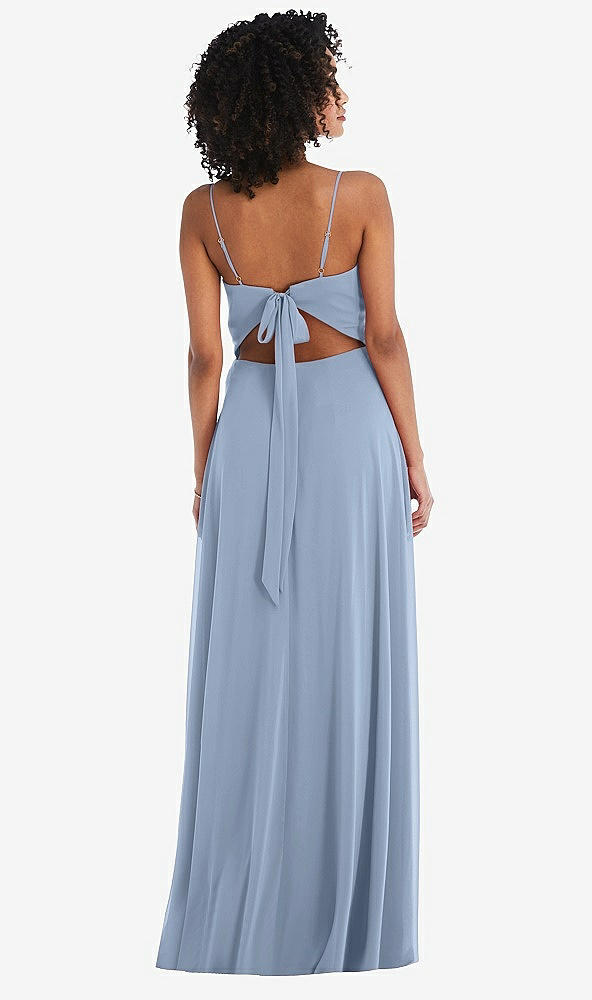 Back View - Cloudy Tie-Back Cutout Maxi Dress with Front Slit