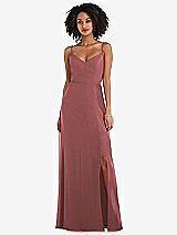 Front View Thumbnail - English Rose Tie-Back Cutout Maxi Dress with Front Slit