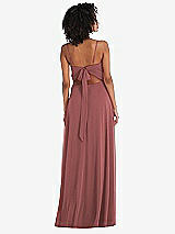 Rear View Thumbnail - English Rose Tie-Back Cutout Maxi Dress with Front Slit
