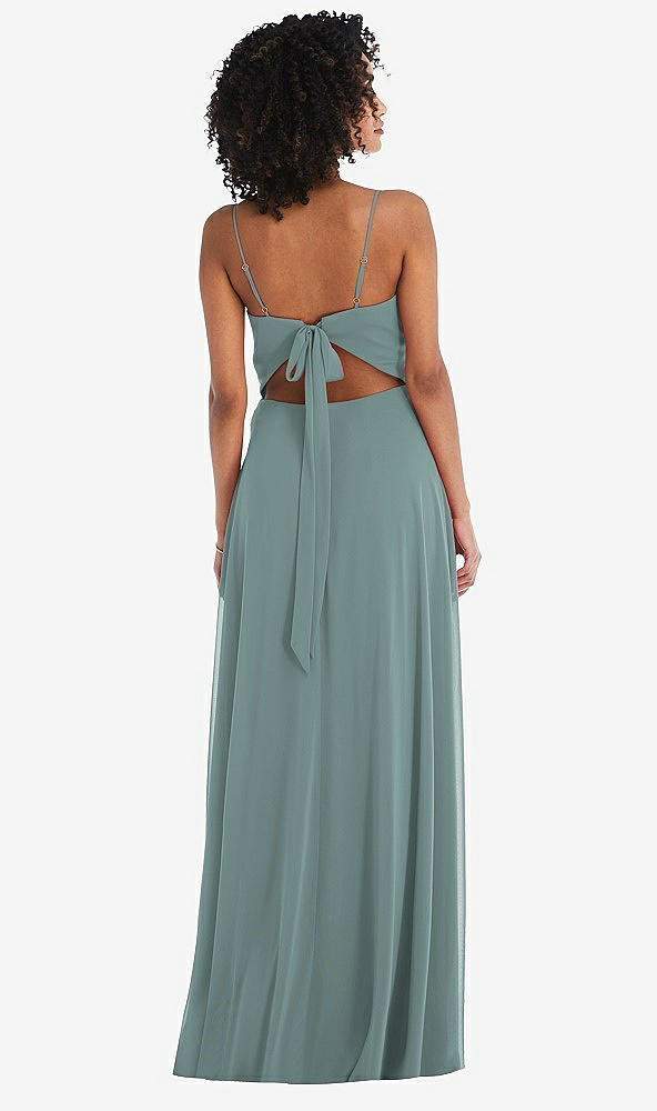 Back View - Icelandic Tie-Back Cutout Maxi Dress with Front Slit