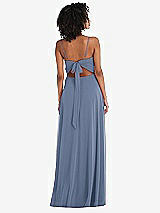 Rear View Thumbnail - Larkspur Blue Tie-Back Cutout Maxi Dress with Front Slit