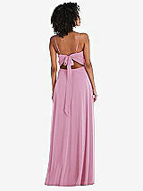 Rear View Thumbnail - Powder Pink Tie-Back Cutout Maxi Dress with Front Slit