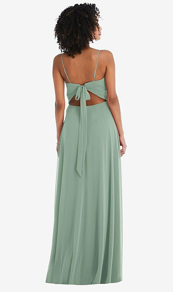 Back View - Seagrass Tie-Back Cutout Maxi Dress with Front Slit