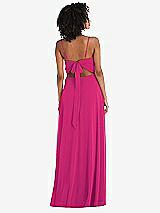 Rear View Thumbnail - Think Pink Tie-Back Cutout Maxi Dress with Front Slit