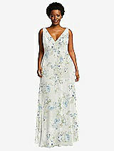 Front View Thumbnail - Bleu Garden Deep V-Neck Chiffon Maxi Dress