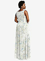 Rear View Thumbnail - Bleu Garden Deep V-Neck Chiffon Maxi Dress