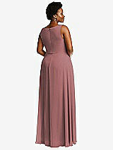 Rear View Thumbnail - Rosewood Deep V-Neck Chiffon Maxi Dress