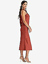 Side View Thumbnail - Amber Sunset Draped Twist Halter Tie-Back Midi Dress - Paloma