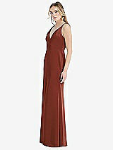 Side View Thumbnail - Auburn Moon Twist Strap Maxi Slip Dress with Front Slit - Neve