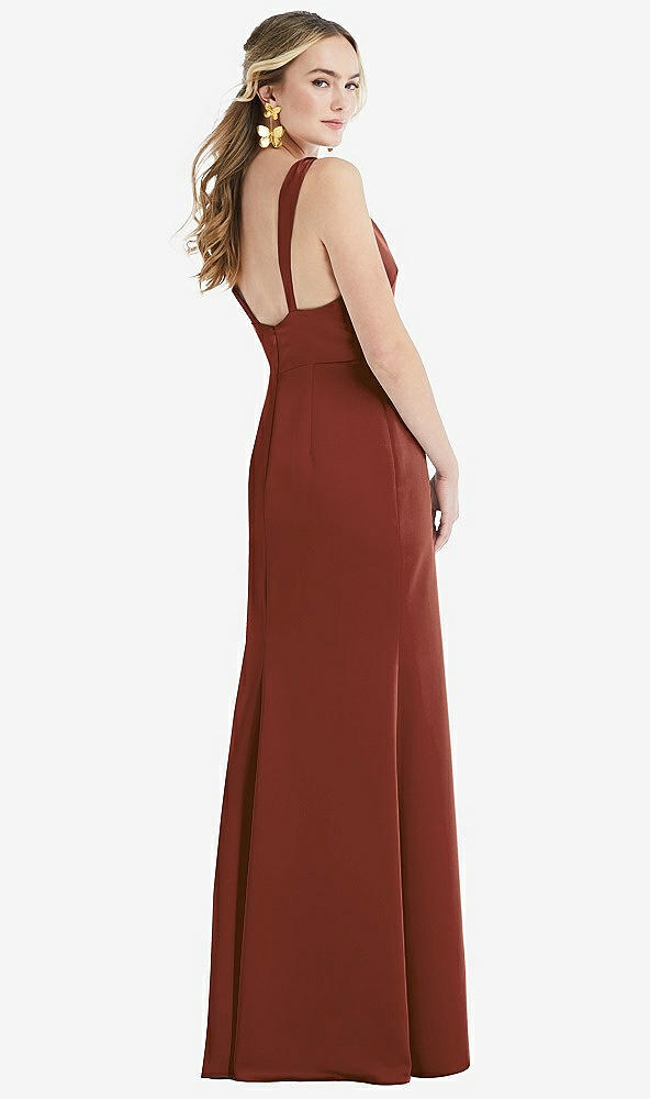 Back View - Auburn Moon Twist Strap Maxi Slip Dress with Front Slit - Neve