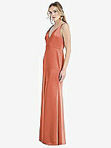 Side View Thumbnail - Terracotta Copper Twist Strap Maxi Slip Dress with Front Slit - Neve