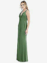 Side View Thumbnail - Vineyard Green Twist Strap Maxi Slip Dress with Front Slit - Neve