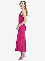 Side View Thumbnail - Think Pink One-Shoulder Asymmetrical Midi Slip Dress
