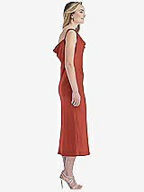 Side View Thumbnail - Amber Sunset Asymmetrical One-Shoulder Cowl Midi Slip Dress