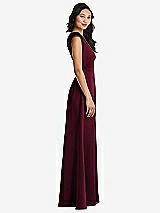 Side View Thumbnail - Cabernet Shirred Cap Sleeve Maxi Dress with Keyhole Cutout Back