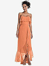 Alt View 1 Thumbnail - Sweet Melon Off-the-Shoulder Ruffled High Low Maxi Dress