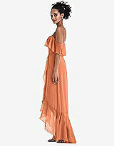 Side View Thumbnail - Sweet Melon Off-the-Shoulder Ruffled High Low Maxi Dress