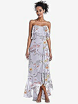 Alt View 1 Thumbnail - Butterfly Botanica Silver Dove Off-the-Shoulder Ruffled High Low Maxi Dress