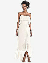 Alt View 1 Thumbnail - Ivory Off-the-Shoulder Ruffled High Low Maxi Dress