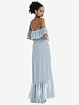 Rear View Thumbnail - Mist Off-the-Shoulder Ruffled High Low Maxi Dress