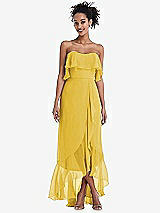 Alt View 1 Thumbnail - Marigold Off-the-Shoulder Ruffled High Low Maxi Dress