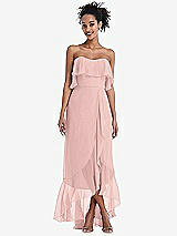 Alt View 1 Thumbnail - Rose - PANTONE Rose Quartz Off-the-Shoulder Ruffled High Low Maxi Dress