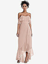 Front View Thumbnail - Toasted Sugar Off-the-Shoulder Ruffled High Low Maxi Dress