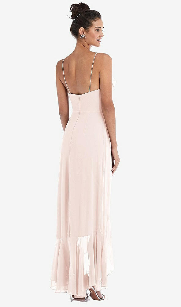 Back View - Blush Ruffle-Trimmed V-Neck High Low Wrap Dress