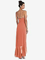 Rear View Thumbnail - Terracotta Copper Ruffle-Trimmed V-Neck High Low Wrap Dress