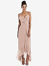 Front View Thumbnail - Toasted Sugar Ruffle-Trimmed V-Neck High Low Wrap Dress