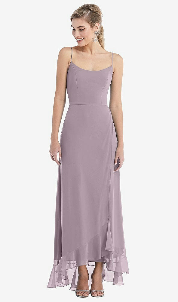 Front View - Lilac Dusk Scoop Neck Ruffle-Trimmed High Low Maxi Dress