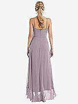 Rear View Thumbnail - Lilac Dusk Scoop Neck Ruffle-Trimmed High Low Maxi Dress