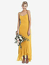 Alt View 1 Thumbnail - NYC Yellow Scoop Neck Ruffle-Trimmed High Low Maxi Dress