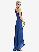 Side View Thumbnail - Classic Blue Scoop Neck Ruffle-Trimmed High Low Maxi Dress