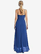 Rear View Thumbnail - Classic Blue Scoop Neck Ruffle-Trimmed High Low Maxi Dress