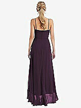 Rear View Thumbnail - Aubergine Scoop Neck Ruffle-Trimmed High Low Maxi Dress