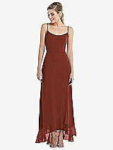 Front View Thumbnail - Auburn Moon Scoop Neck Ruffle-Trimmed High Low Maxi Dress