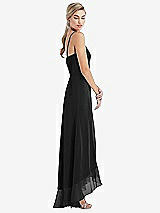 Side View Thumbnail - Black Scoop Neck Ruffle-Trimmed High Low Maxi Dress