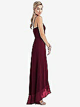 Side View Thumbnail - Cabernet Scoop Neck Ruffle-Trimmed High Low Maxi Dress