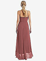 Rear View Thumbnail - English Rose Scoop Neck Ruffle-Trimmed High Low Maxi Dress