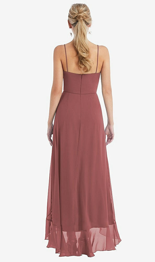 Back View - English Rose Scoop Neck Ruffle-Trimmed High Low Maxi Dress