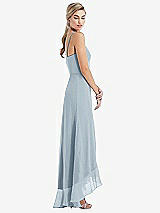 Side View Thumbnail - Mist Scoop Neck Ruffle-Trimmed High Low Maxi Dress