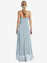 Rear View Thumbnail - Mist Scoop Neck Ruffle-Trimmed High Low Maxi Dress