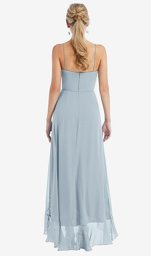 Back View - Mist Scoop Neck Ruffle-Trimmed High Low Maxi Dress