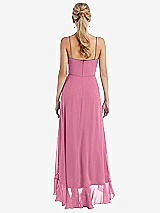 Rear View Thumbnail - Orchid Pink Scoop Neck Ruffle-Trimmed High Low Maxi Dress